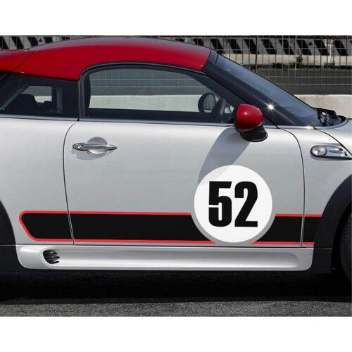Mini Cooper - Día de la pista GP Style Vinyl Sticker Graphics Rocker Stripes
