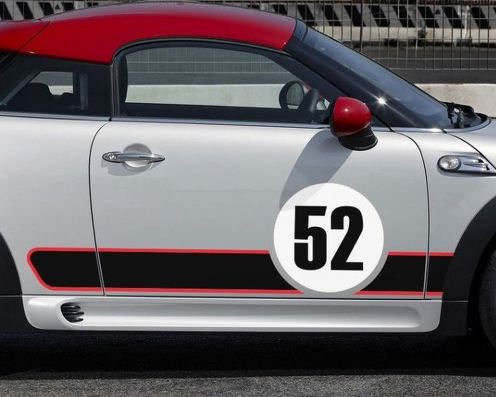 Mini Cooper - track day GP estilo vinilo calcomanía gráficos rocker stripes