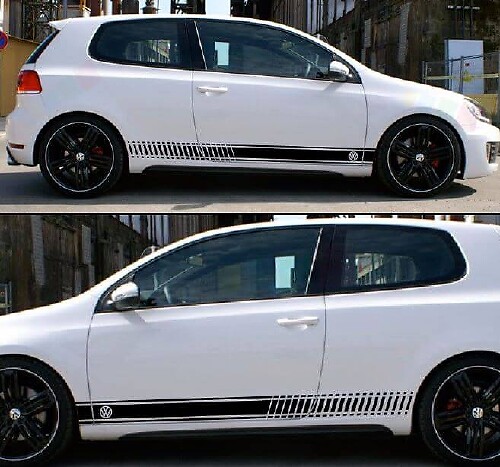 Kit de calcomanías de vinilo con franja lateral a cuadros para Volkswagen VW Golf GTI MK1-MK7