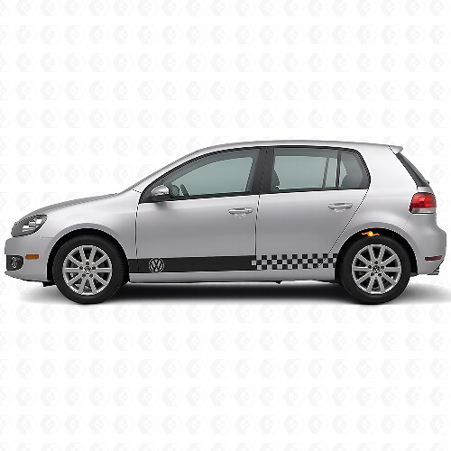 Kit de calcomanías de vinilo con rayas laterales a cuadros para Volkswagen Golf Mk4-Mk7 GTI R32
