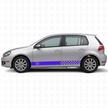 Kit de calcomanías de vinilo con rayas laterales a cuadros para Volkswagen Golf Mk4-Mk7 GTI R32_2