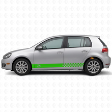Kit de calcomanías de vinilo con rayas laterales a cuadros para Volkswagen Golf Mk4-Mk7 GTI R32_3