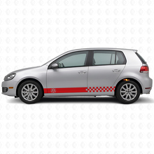 Kit de calcomanías de vinilo con rayas laterales a cuadros para Volkswagen Golf Mk4-Mk7 GTI R32_4