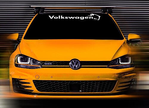 Calcomanía de vinilo con letras de marca para parabrisas para Volkswagen
