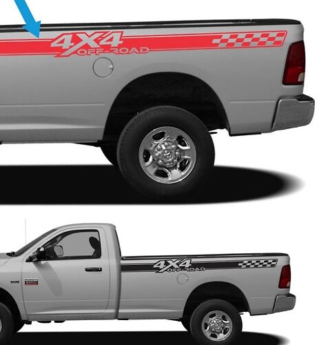 Pegatinas de vinilo con franjas a cuadros para fuera de carretera 4x4 para el lateral de la caja para Dodge Ram 1500