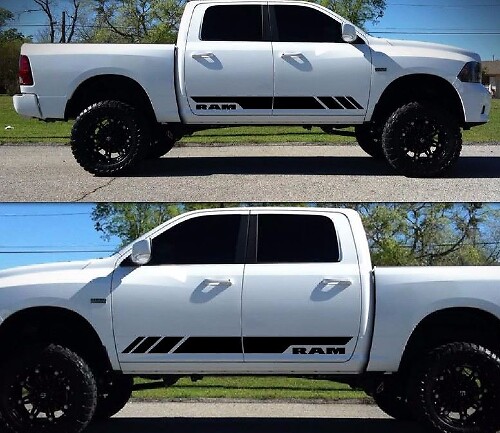 Calcomanía de vinilo con franjas laterales a cuadros para Dodge Ram 2009–2017