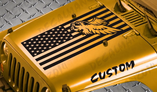 Texto Personalizado Águila Patriótica Vinilos con Bandera Americana para Capó Juego de 3 Piezas para Jeep Wrangler JK JKU LJ