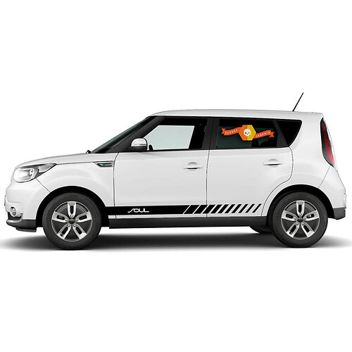 Par de pegatinas gráficas de rayas de competición para puerta lateral en ángulo de SOUL, calcomanías para KIA SOUL
