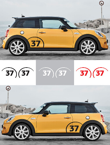 Par de Calcomanías Vinílicas Personalizadas de Número de Carreras para Guardabarros para Mini Cooper