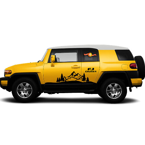 Kit de vinilos para puerta con diseño de montaña y árboles para Toyota FJ Cruiser