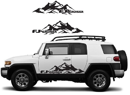 Kit de vinilos laterales con rango montañoso y logo FJ para Toyota FJ Cruiser