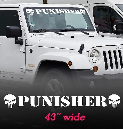 Calcomanía de Vinilo para Parabrisas con Calavera de Punisher para Jeep Wrangler
