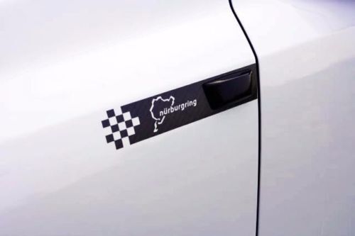 Par NURBURGRING raya negra con bandera a cuadros vinilo Decal Sticker