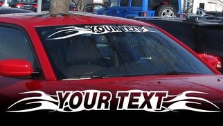 Texto personalizado su etiqueta engomada de la etiqueta de la ventana de la bandera del parabrisas para BMW Dodge Jeep, etc.