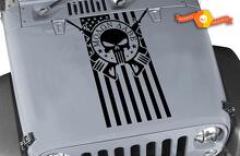 Calcomanía de vinilo para capó con calavera Punisher Molon Labe y bandera de EE. UU._2