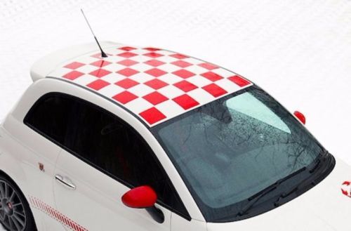 Calcomanía de Vinilo de Cuadrados a Cuadros para Techo para Fiat 500 Abarth