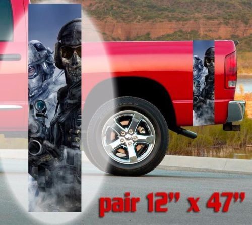 Juego de calcomanías de vinilo para laterales de caja de camión con diseño de calavera de soldado del ejército para camionetas pickup