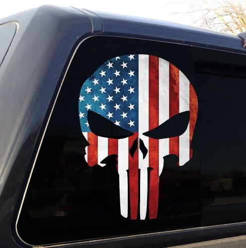 Punisher Skull American Flag Military Decal Sticker Gráfico
