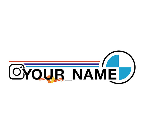 Nombre personalizado Instagram Estilo BMW Nombre de usuario Conjunto Calcomanías Pegatinas
