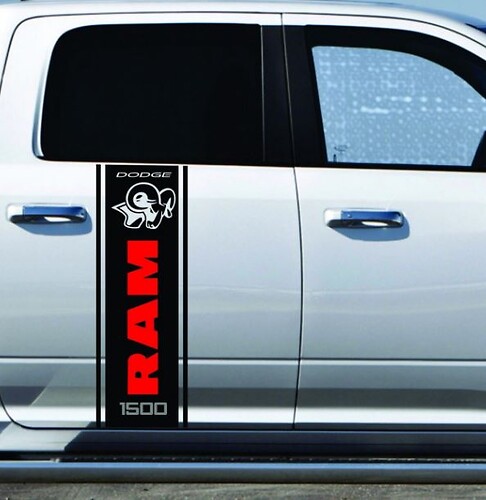 Vinilo adhesivo con franjas exteriores de contorno de marca para la puerta lateral de Dodge Ram 1500