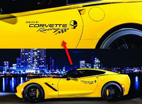 Vinilo de calcomanía par de logotipo de puerta estilo Corvette Racing para Chevrolet Corvette