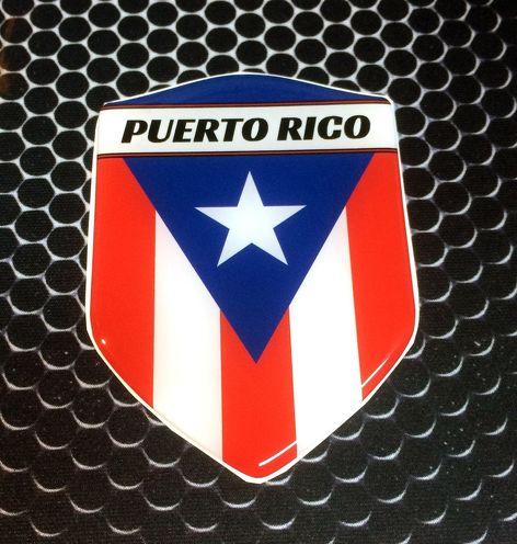 Puerto Rico Proud Shield Bandera Calcomanía abovedada Emblema Calcomanía para auto 3D 2.3 x 3.3