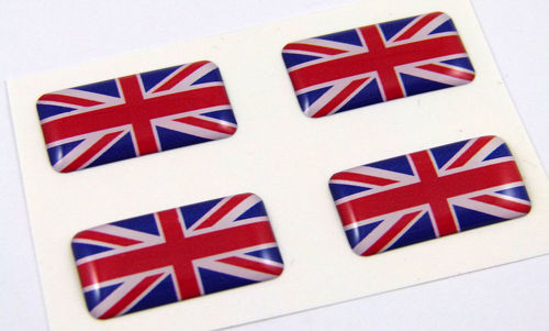 Juego de calcomanías mini abovedadas de Gran Bretaña 4 emblemas Pegatinas de botes para bicicletas de automóviles británicos