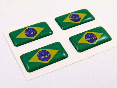 Calcomanías de bandera con mini cúpula de Brasil, 4 emblemas, pegatinas para coche, bicicleta y barco