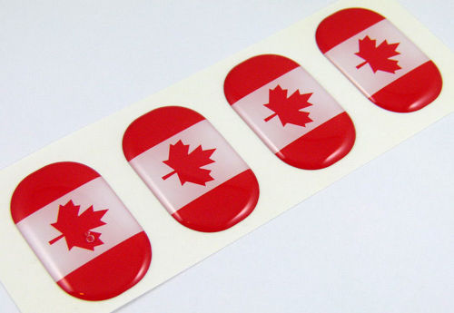 Canadá midi calcomanías abovedadas bandera 4 emblemas 1.5 x1 Coche bicicleta portátil teléfono pegatinas