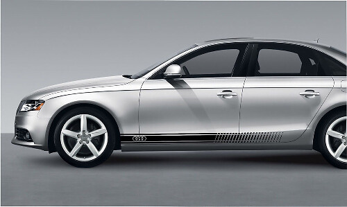 Kit de Calcomanías de Vinilo con Franjas Laterales y Logo de Anillos para Audi A3 A4 A5 A6 A8 RS