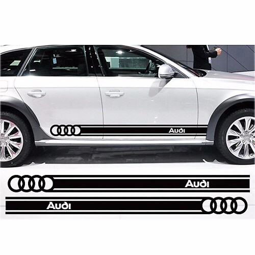 Juego de adhesivos de vinilo con franjas laterales de marca para coches Audi