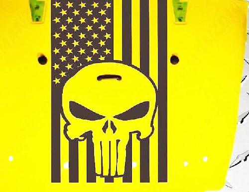 Calcomanía de vinilo con diseño de calavera Punisher y bandera americana para Jeep Wrangler