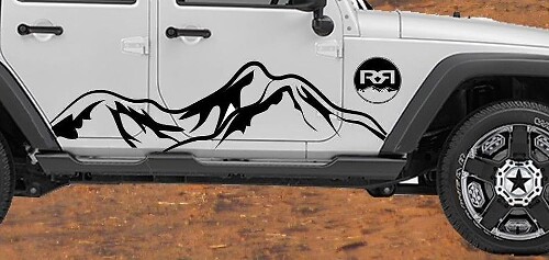 Pegatina de vinilo para puerta lateral Mountains Range para Jeep Wrangler