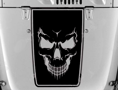 Calcomanía de vinilo con capucha Blackout Skull Evil para Jeep Wrangler JK TJ LJ