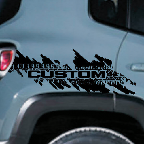 CUSTOM Tire Track Splash Guardabarros trasero Adhesivo de vinilo para Jeep Renegade