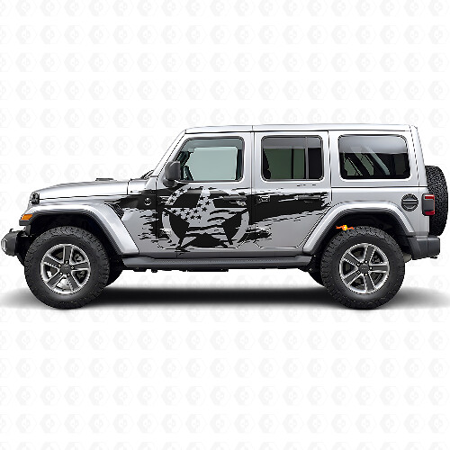 Kit de adhesivos de vinilo con estrella y bandera USA envejecida para Jeep Wrangler