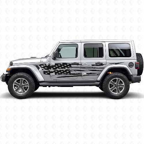Juego de vinilos laterales de bandera americana envejecida para Jeep Wrangler