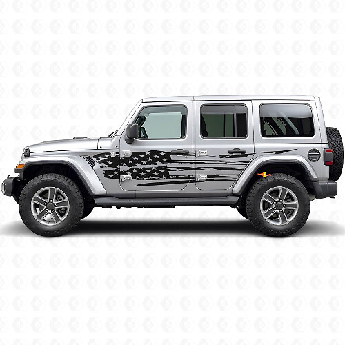 Juego de vinilos laterales de bandera americana envejecida para Jeep Wrangler