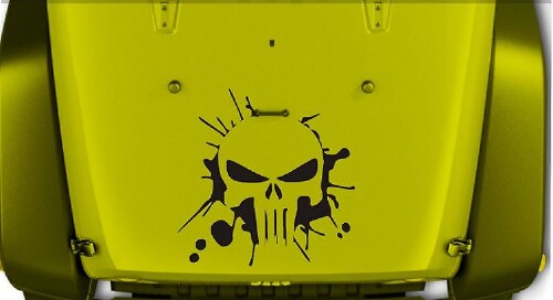 Calcomanía de vinilo para capó estilo Salpicadura Calavera Punisher para Jeep Wrangler