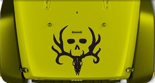 Calcomanía de vinilo de dos calaveras con astas para capó de Jeep Wrangler