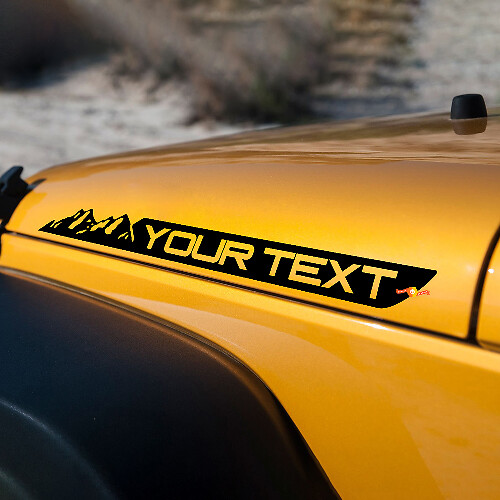 Adhesivo de vinilo para capó estilo Mountain con texto personalizado para Jeep Wrangler