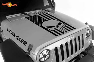 Jeep Wrangler Blackout Punisher American Flag Juego de 3 pegatinas de vinilo para capó JK JKU