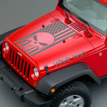 Calcomanías de vinilo para capó Punisher Skuss y bandera de EE. UU. para Jeep Wrangler_2