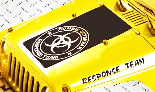 Kit de adhesivos de vinilo para capucha del equipo de respuesta a brotes zombie para Jeep Wrangler