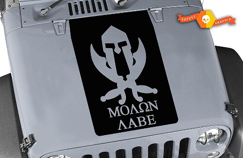 Calcomanía de vinilo Molon Labe Spartan para capó de Jeep Wrangler