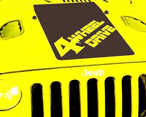 Calcomanía de vinilo para capó de Jeep Wrangler Blackout 4 WHEEL DRIVE JK JKU TJ LJ