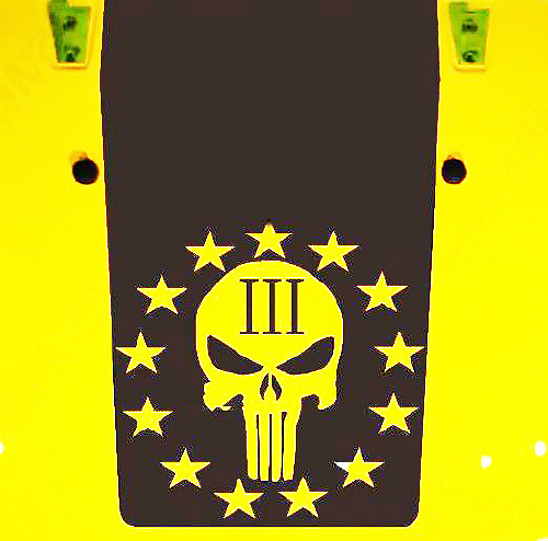 Calcomanía Vinilo Capucha Negro Estilo Calavera Castigador con Estrellas para Jeep Wrangler JK JKU LJ TJ