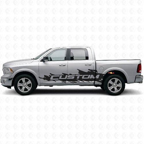 Kit de vinilos laterales personalizados Mud Splash para Dodge Ram Rebel 2009–2016_1