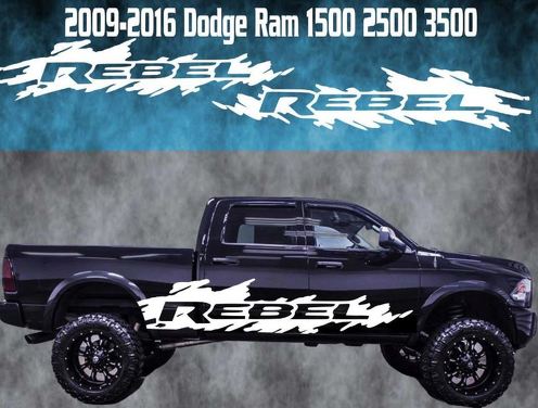 2009-2016 Dodge Ram Rebel calcomanía de vinilo gráfico Racing Rebel 4x4 Truck Stripe