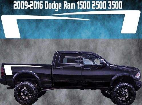 2009-2016 Dodge Ram Quarter vinilo calcomanía gráfico camión cama rayas Hemi Hockey